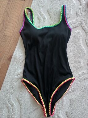 Popvil One-Piece Swimsuit with Neon Trim